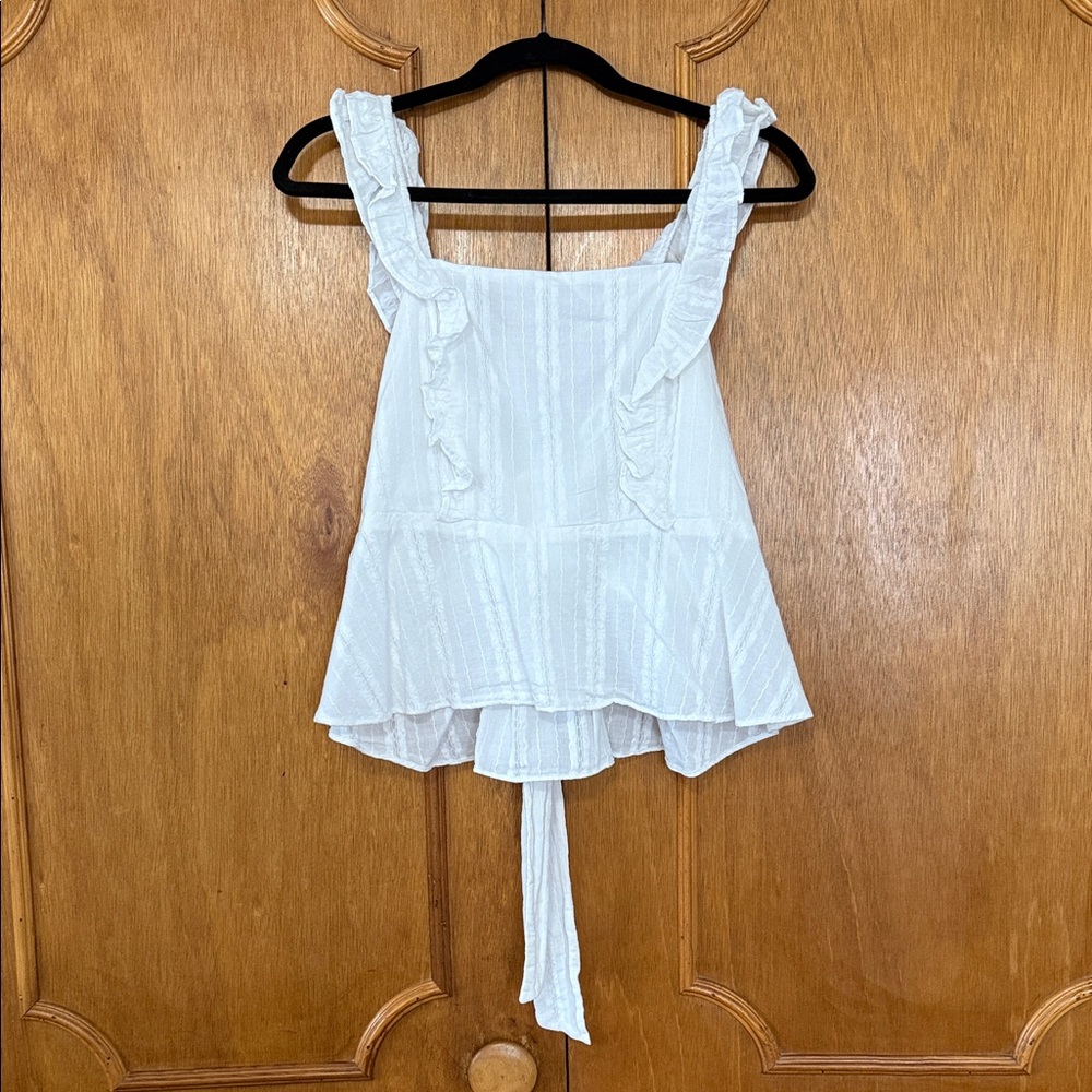 LC Lauren Conrad White Ruffle Blouse